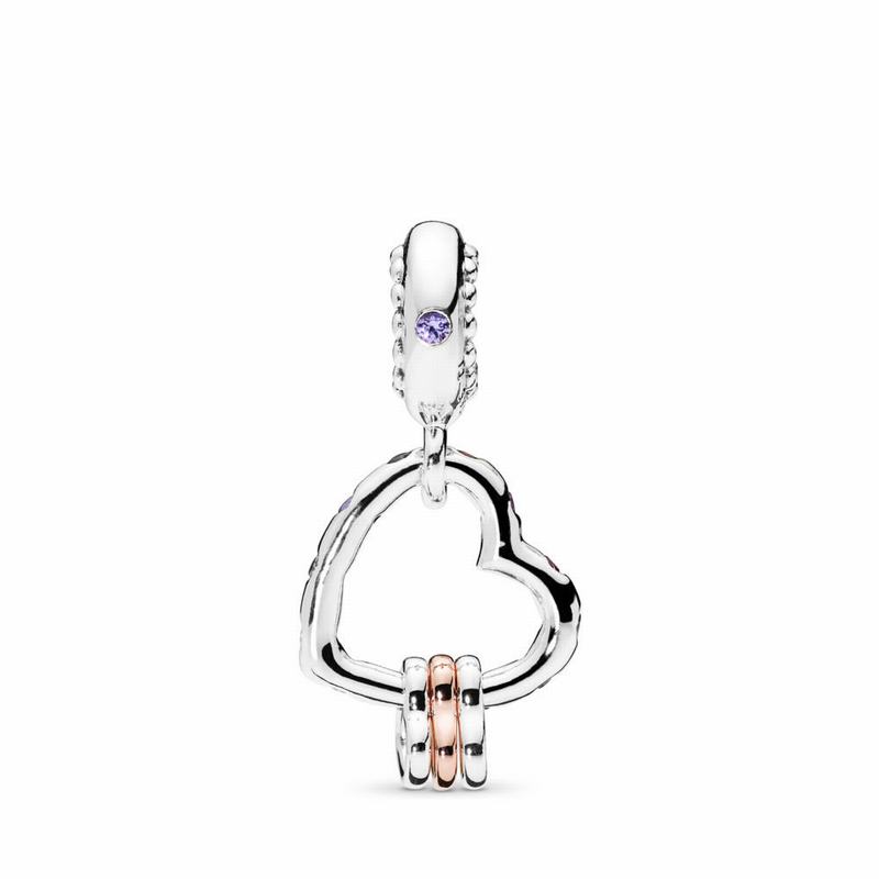 Pandora Heart Highlights Dangle Charm Ireland - Pandora Rose/Sterling Silver/Purple/Mixed Stones/Cub